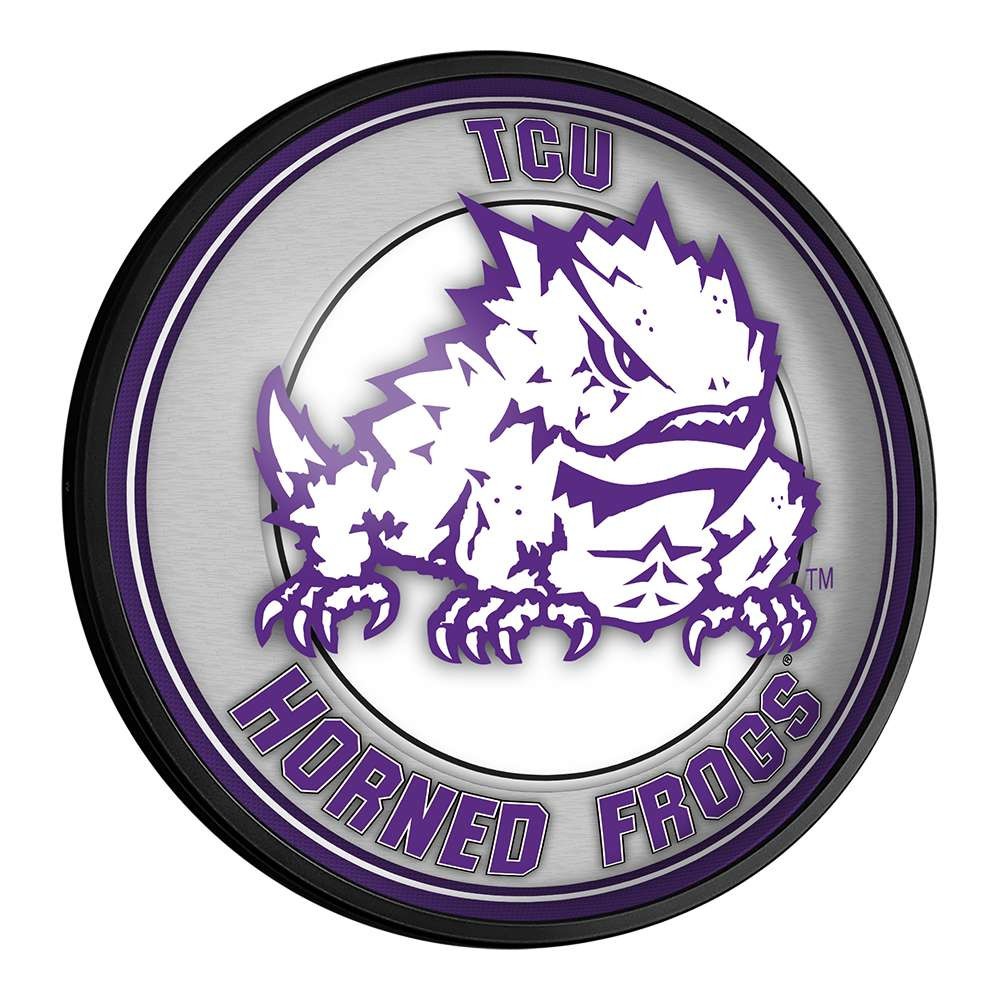 TCU Horned Frogs Mascot - Round Slimline Lighted Wall Sign | The Fan-Brand | NCTCUH-130-02