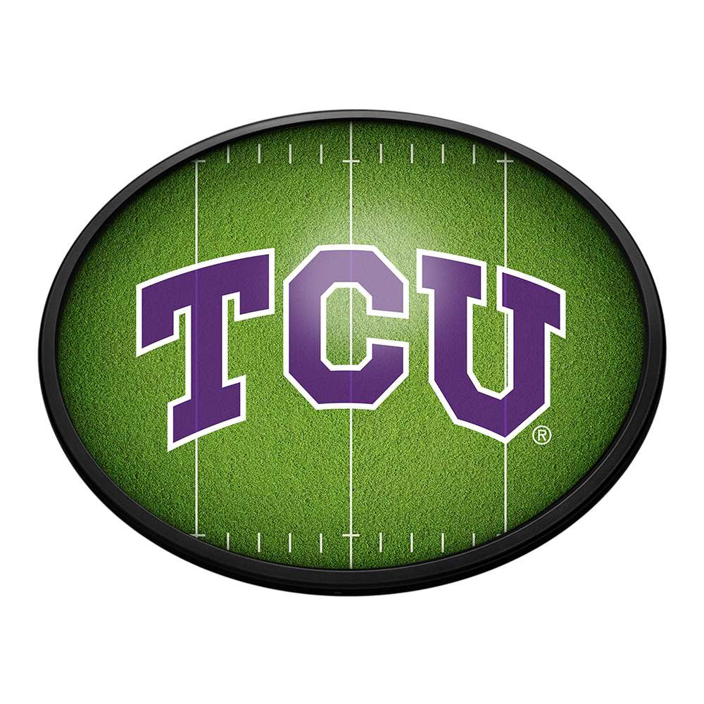 TCU Horned Frogs On the 50 - Oval Slimline Lighted Wall Sign | The Fan-Brand | NCTCUH-140-22