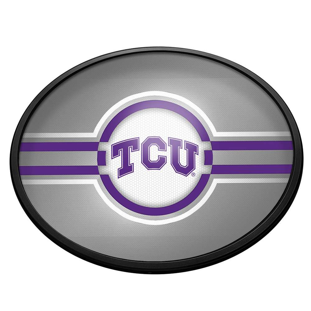 TCU Horned Frogs Oval Slimline Lighted Wall Sign - Gray | The Fan-Brand | NCTCUH-140-01B