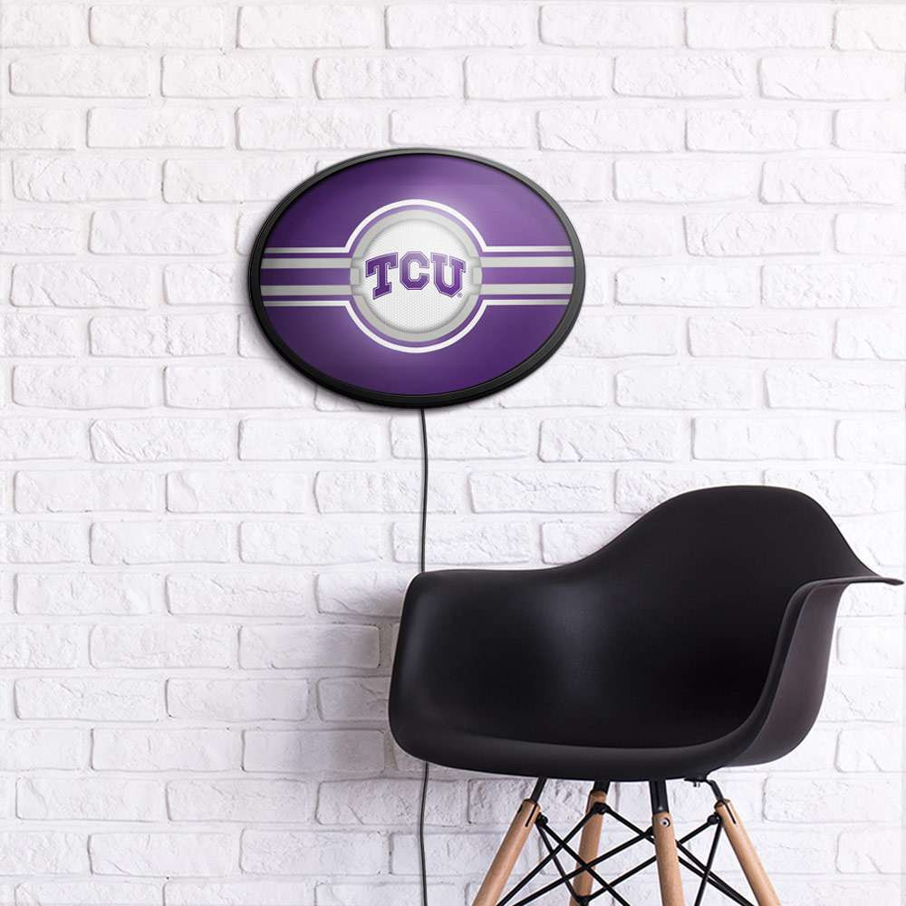 TCU Horned Frogs Oval Slimline Lighted Wall Sign - Purple