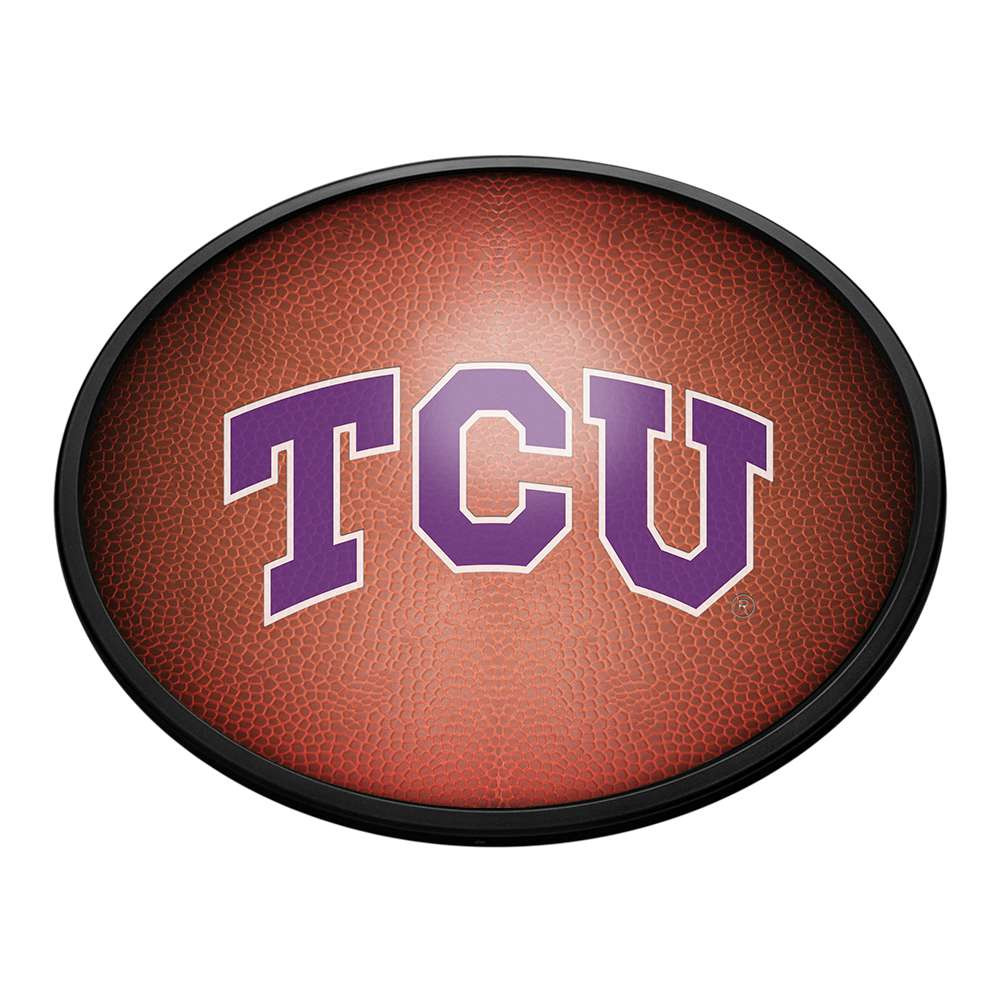 TCU Horned Frogs Pigskin - Oval Slimline Lighted Wall Sign | The Fan-Brand | NCTCUH-140-21