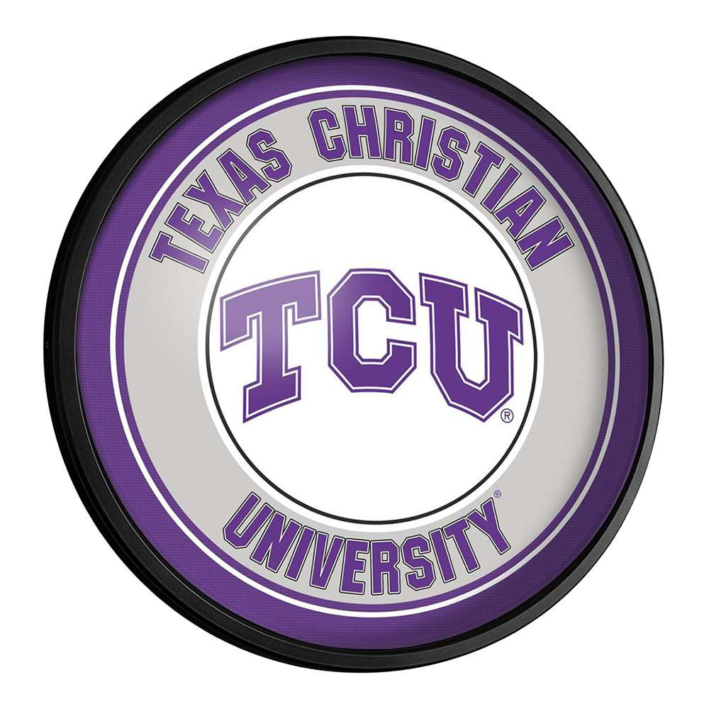 TCU Horned Frogs Round Slimline Lighted Wall Sign | The Fan-Brand | NCTCUH-130-01