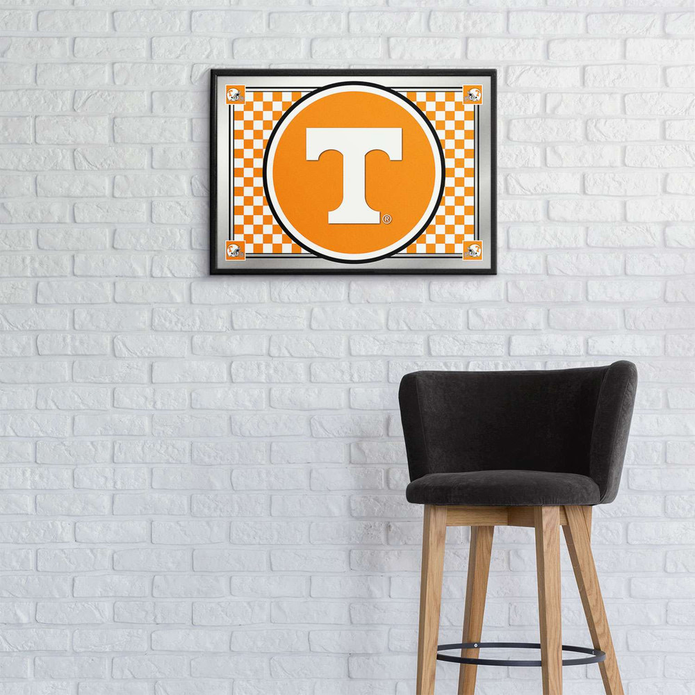 Tennessee Volunteers Team Spirit - Framed Mirrored Wall Sign - Checkered