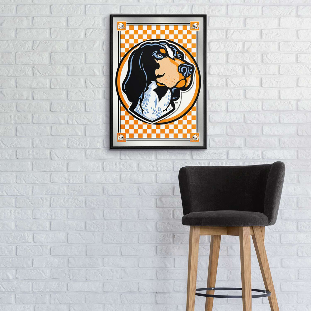 Tennessee Volunteers Team Spirit, Mascot - Framed Mirrored Wall Sign - Checkered