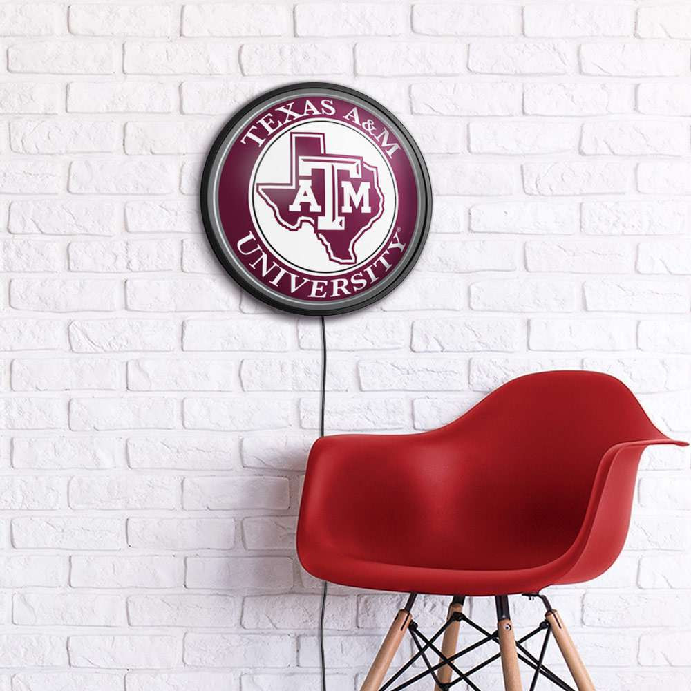 Texas A&M Aggies Texas - Round Slimline Lighted Wall Sign