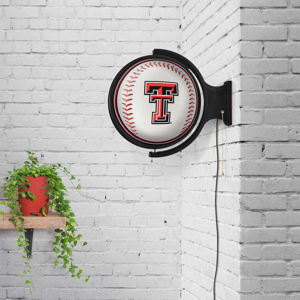 Texas Tech Red Raiders Baseball - Round Rotating Lighted Wall Sign