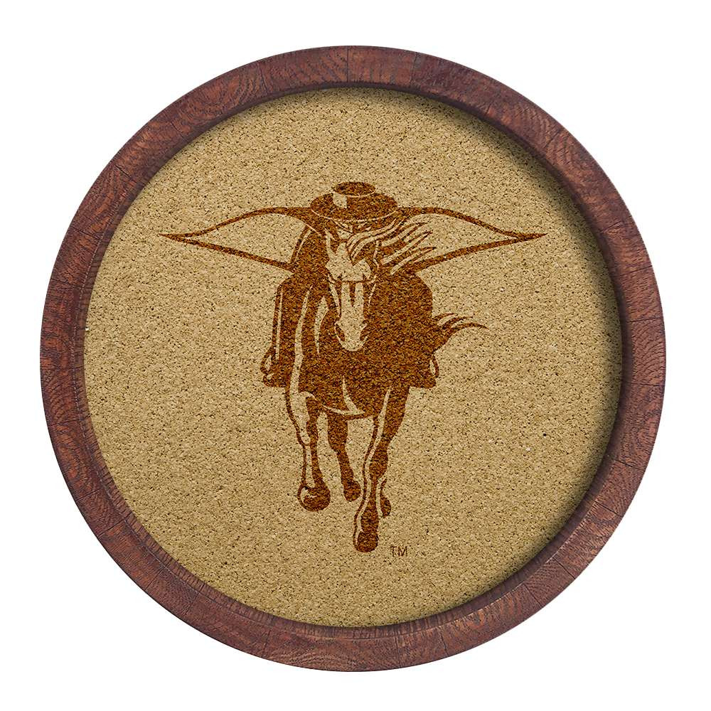 Texas Tech Red Raiders Faux Barrel Framed Cork Board - Monochrome Logo | The Fan-Brand | NCTTRR-632-02B