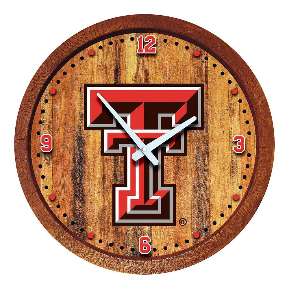 Texas Tech Red Raiders Faux Barrel Top Wall Clock - Dots | The Fan-Brand | NCTTRR-560-01B
