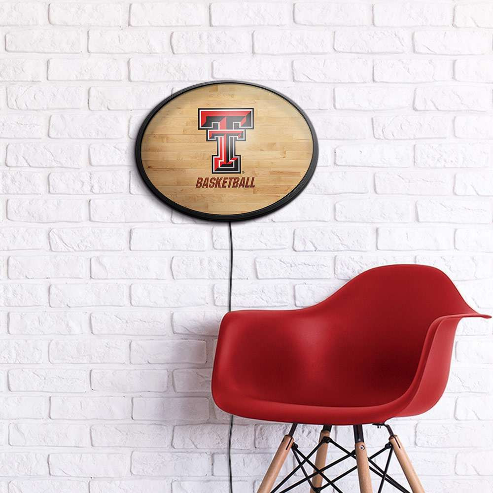 Texas Tech Red Raiders Hardwood - Oval Slimline Lighted Wall Sign