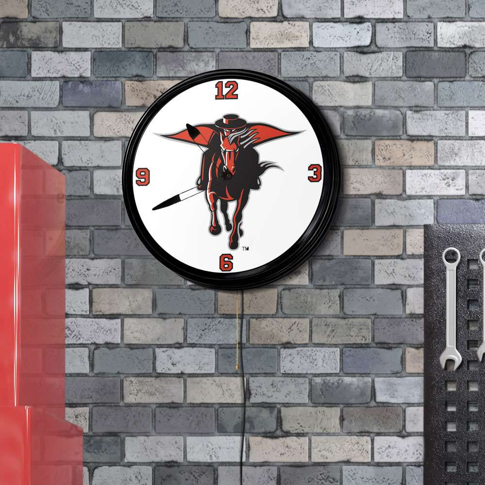 Texas Tech Red Raiders Masked Rider - Retro Lighted Wall Clock