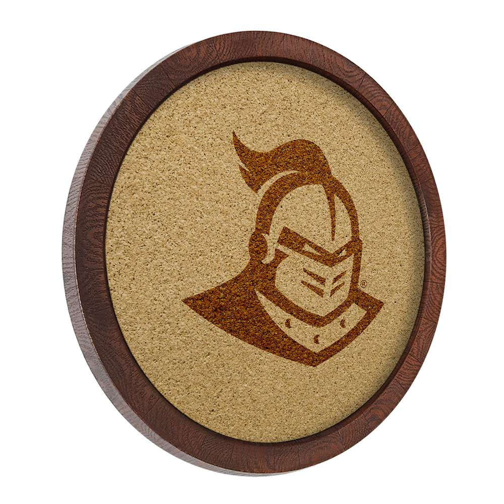 UCF Knights Mascot - Faux Barrel Framed Cork Board - Monochrome Logo