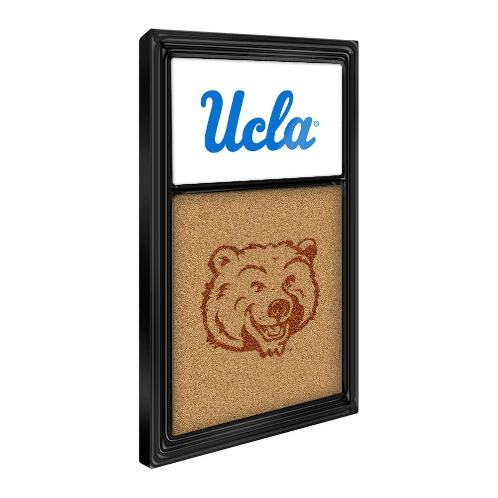 UCLA Bruins Dual Logo - Cork Note Board - Black Frame / White