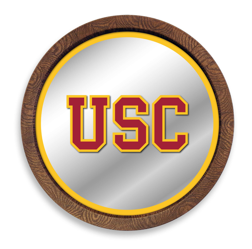 USC Trojans Faux Barrel Top Mirrored Wall Sign - Gold Edge | The Fan-Brand | NCUSCT-245-01B