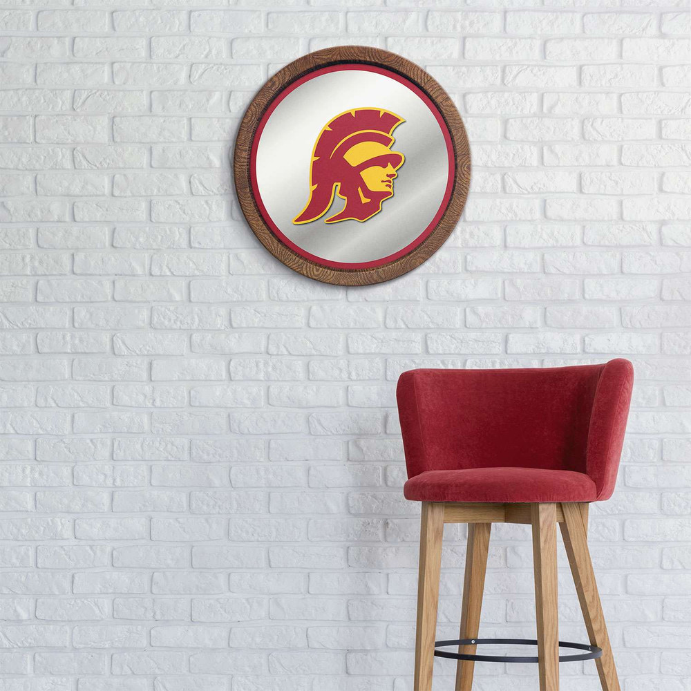 USC Trojans Mascot - Faux Barrel Top Mirrored Wall Sign