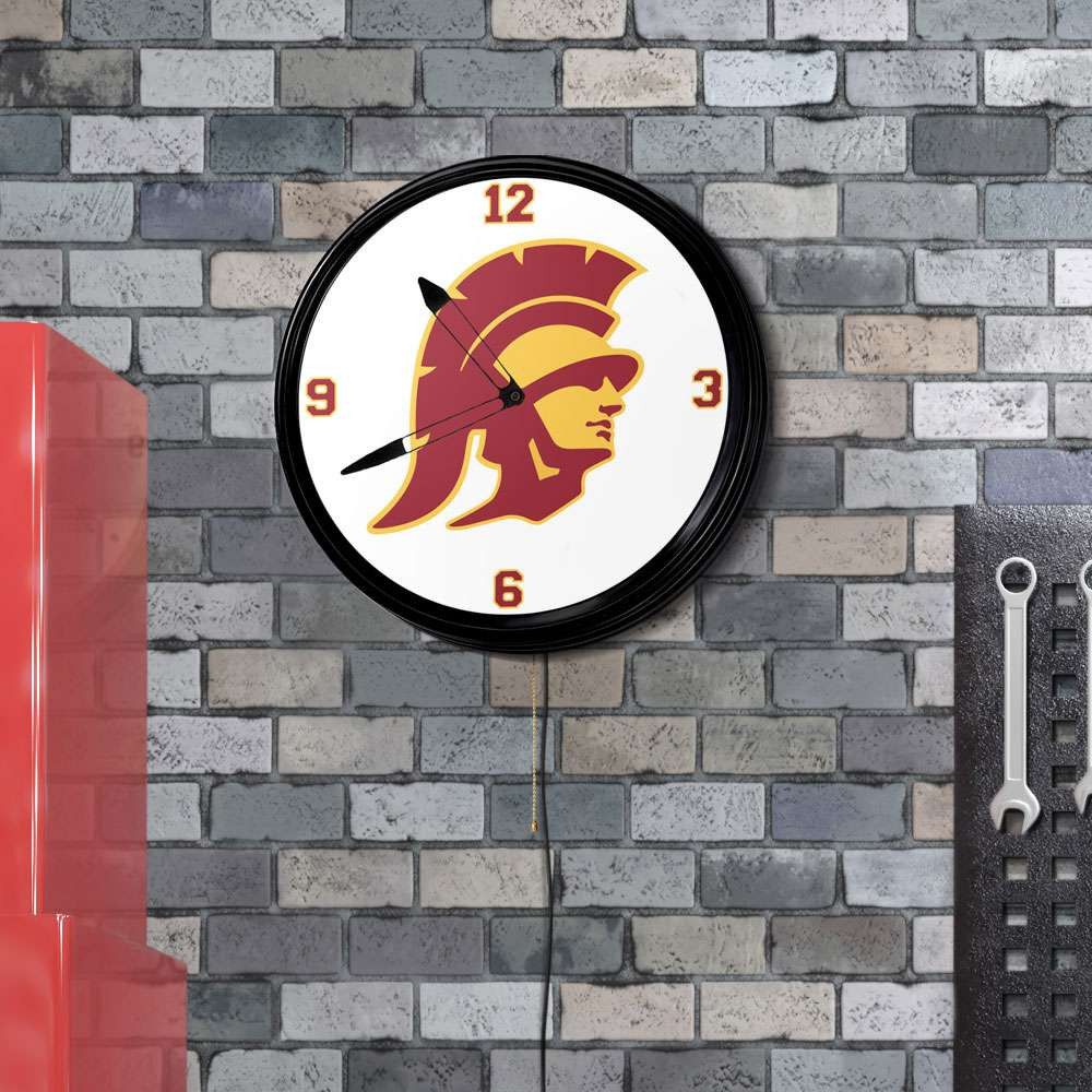 USC Trojans Retro Lighted Wall Clock