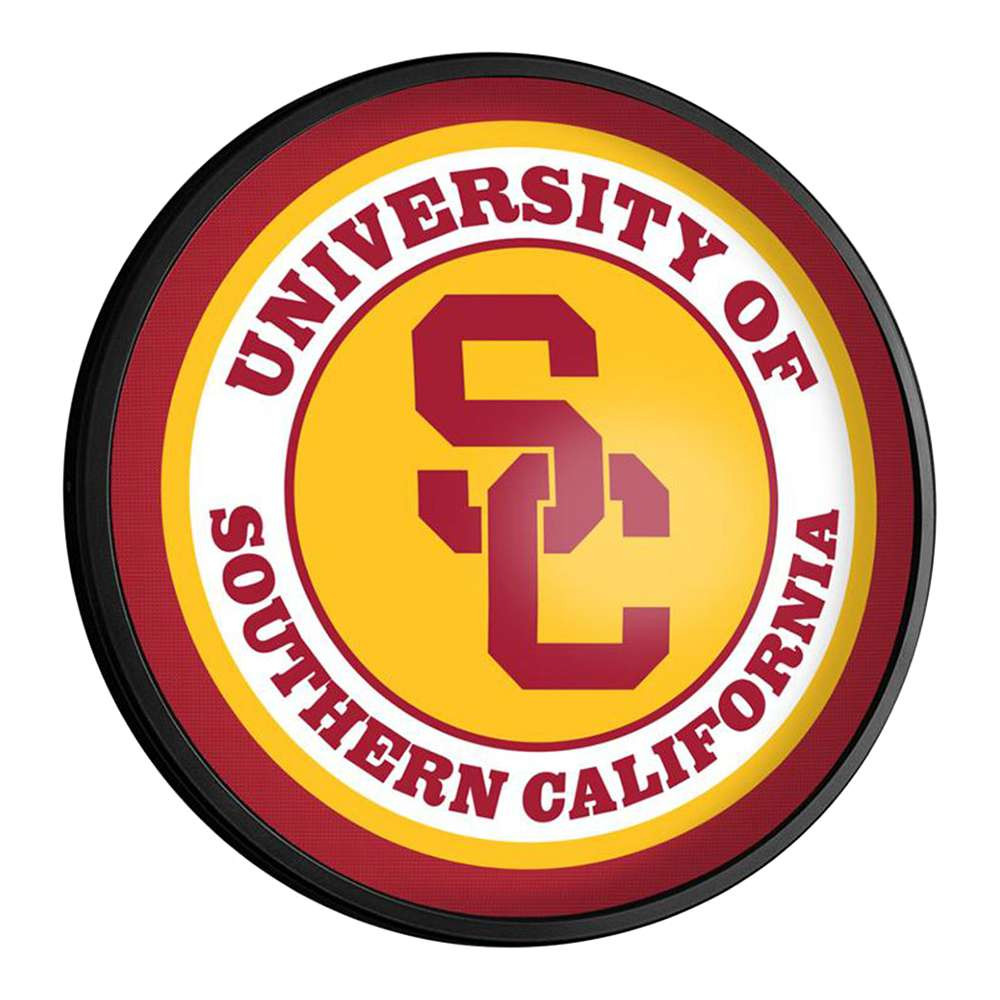 USC Trojans SC - Round Slimline Lighted Wall Sign | The Fan-Brand | NCUSCT-130-01