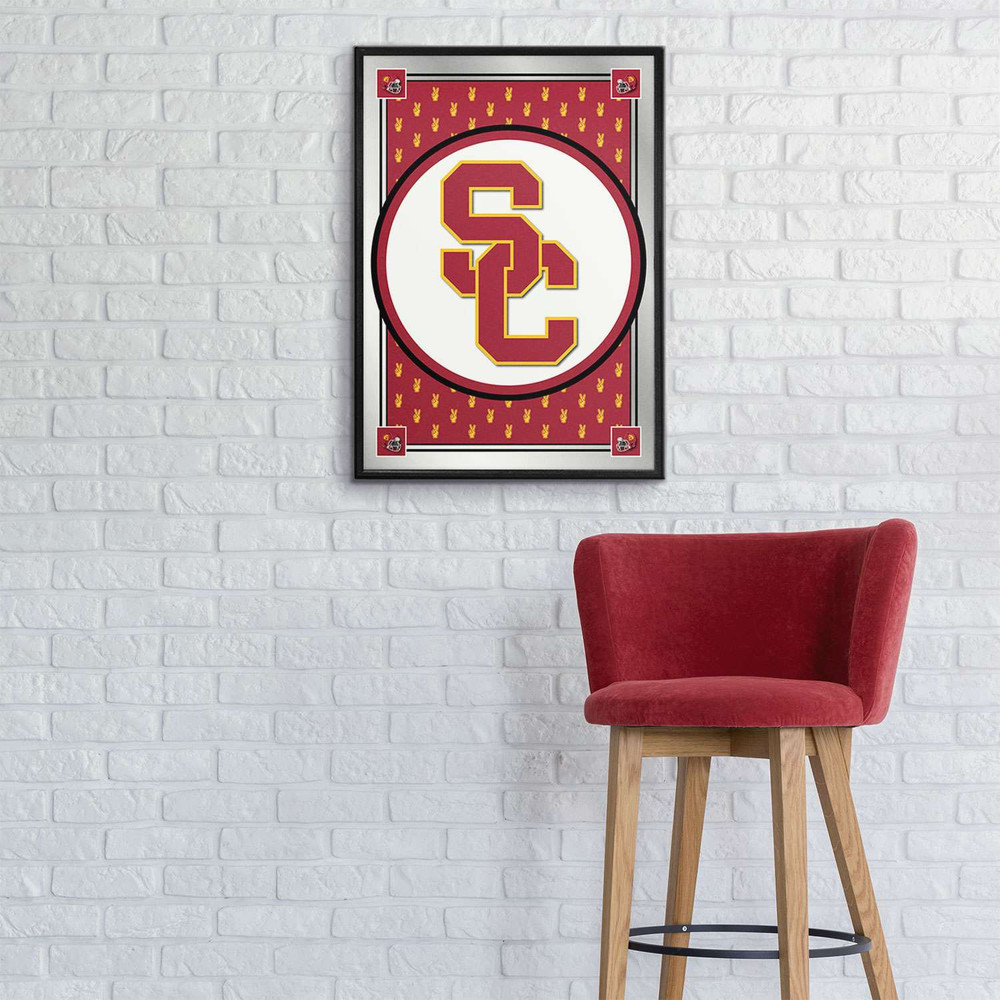 USC Trojans Team Spirit, SC - Framed Mirrored Wall Sign