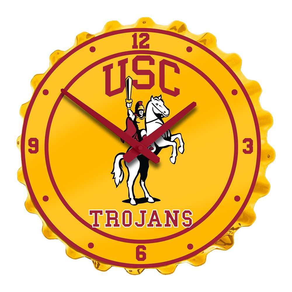 USC Trojans Trojan - Bottle Cap Wall Clock | The Fan-Brand | NCUSCT-540-03