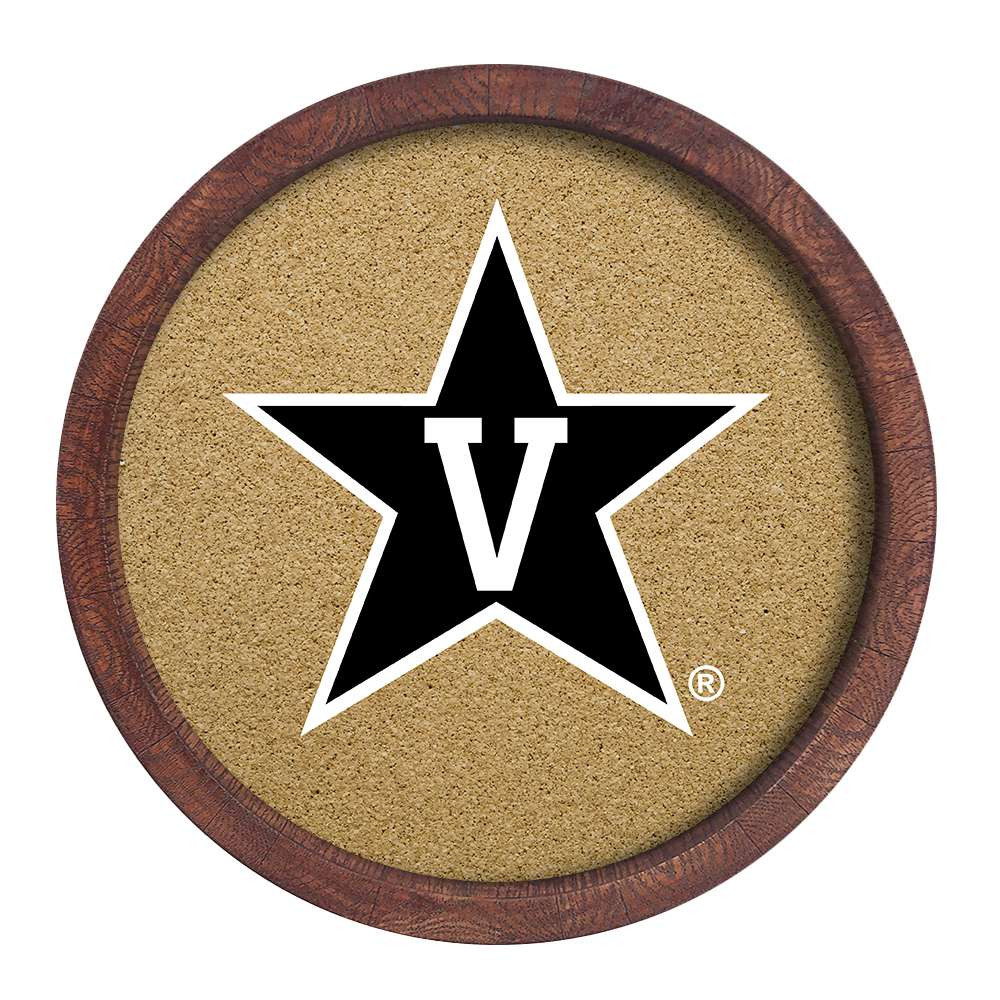 Vanderbilt Commodores Faux Barrel Framed Cork Board - Color Logo | The Fan-Brand | NCVAND-632-01A