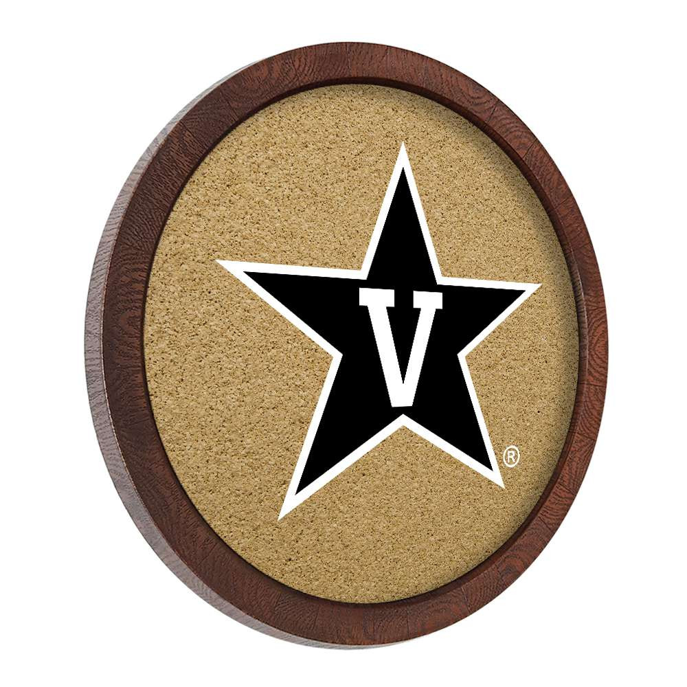 Vanderbilt Commodores Faux Barrel Framed Cork Board - Color Logo