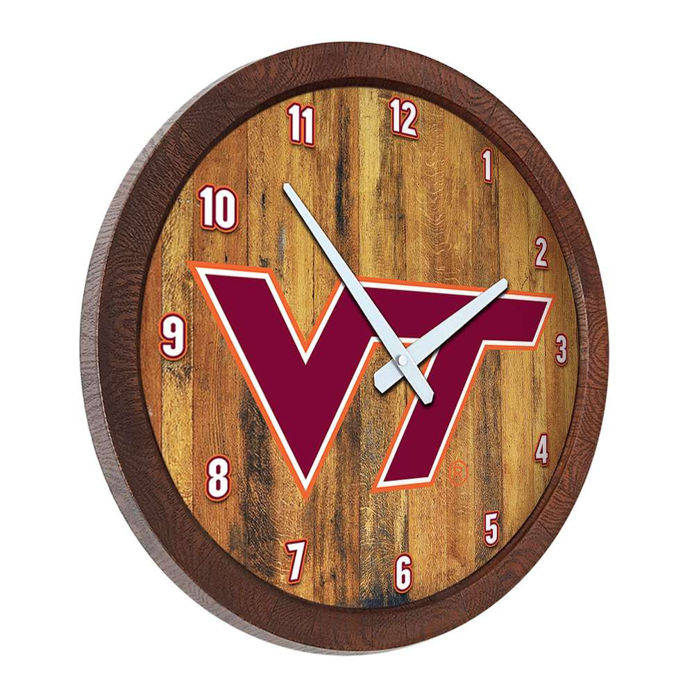 Virginia Tech Hokies Faux Barrel Top Wall Clock