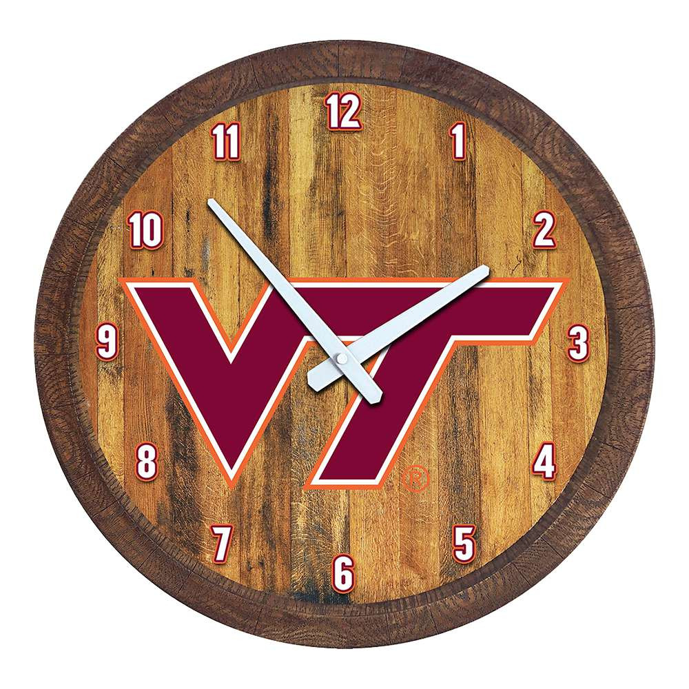 Virginia Tech Hokies Faux Barrel Top Wall Clock | The Fan-Brand | NCVTCH-560-01