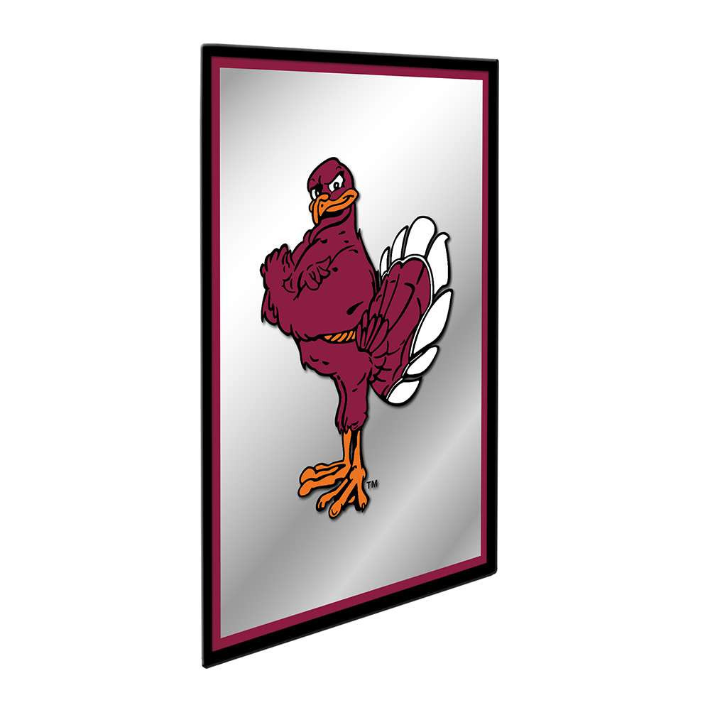 Virginia Tech Hokies Mascot - Framed Mirrored Wall Sign - Maroon Edge