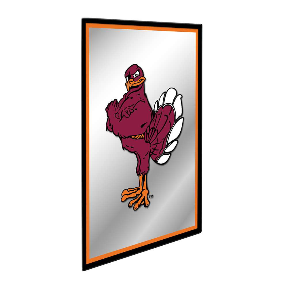 Virginia Tech Hokies Mascot - Framed Mirrored Wall Sign - Orange Edge