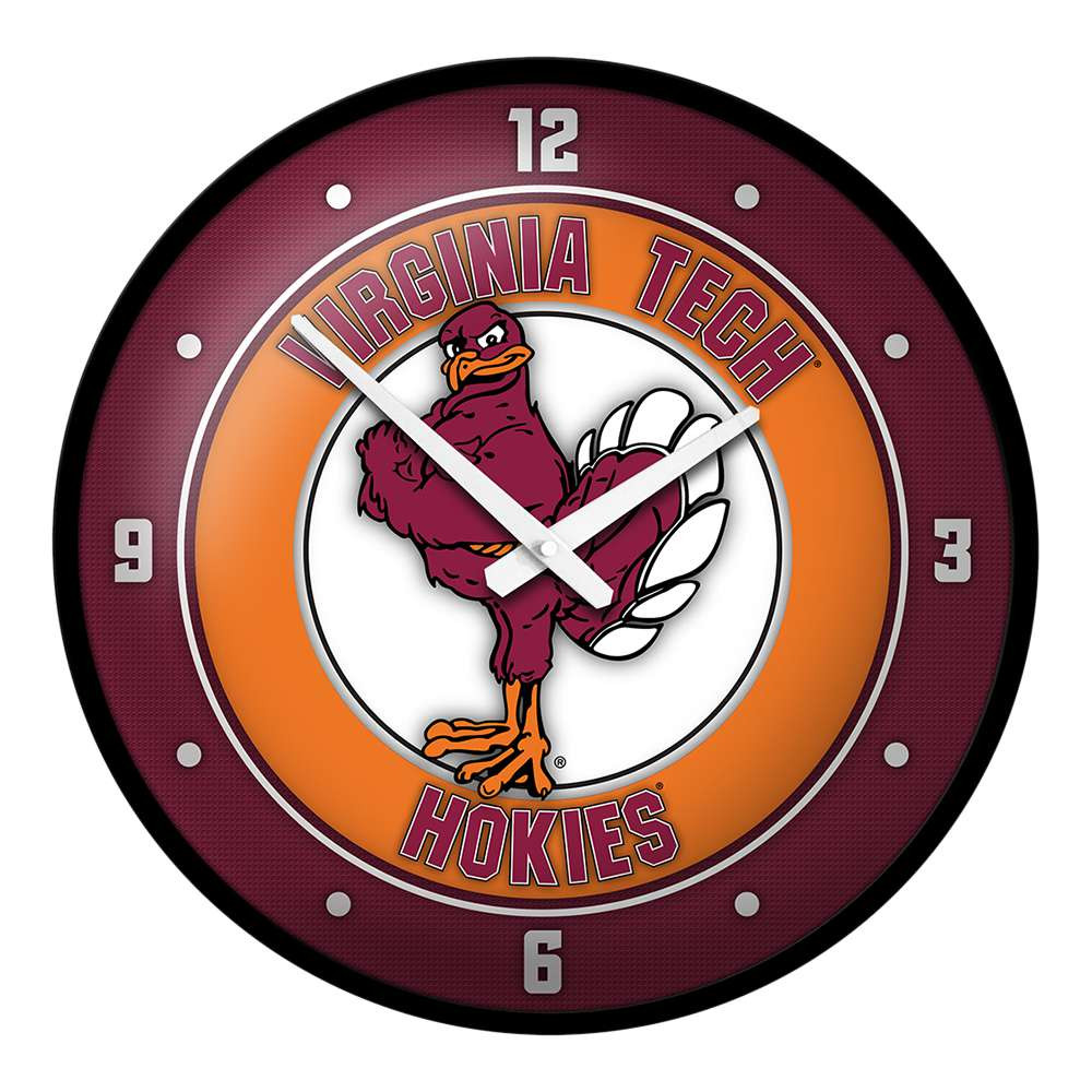 Virginia Tech Hokies Mascot - Modern Disc Wall Clock - Black Frame | The Fan-Brand | NCVTCH-510-02B