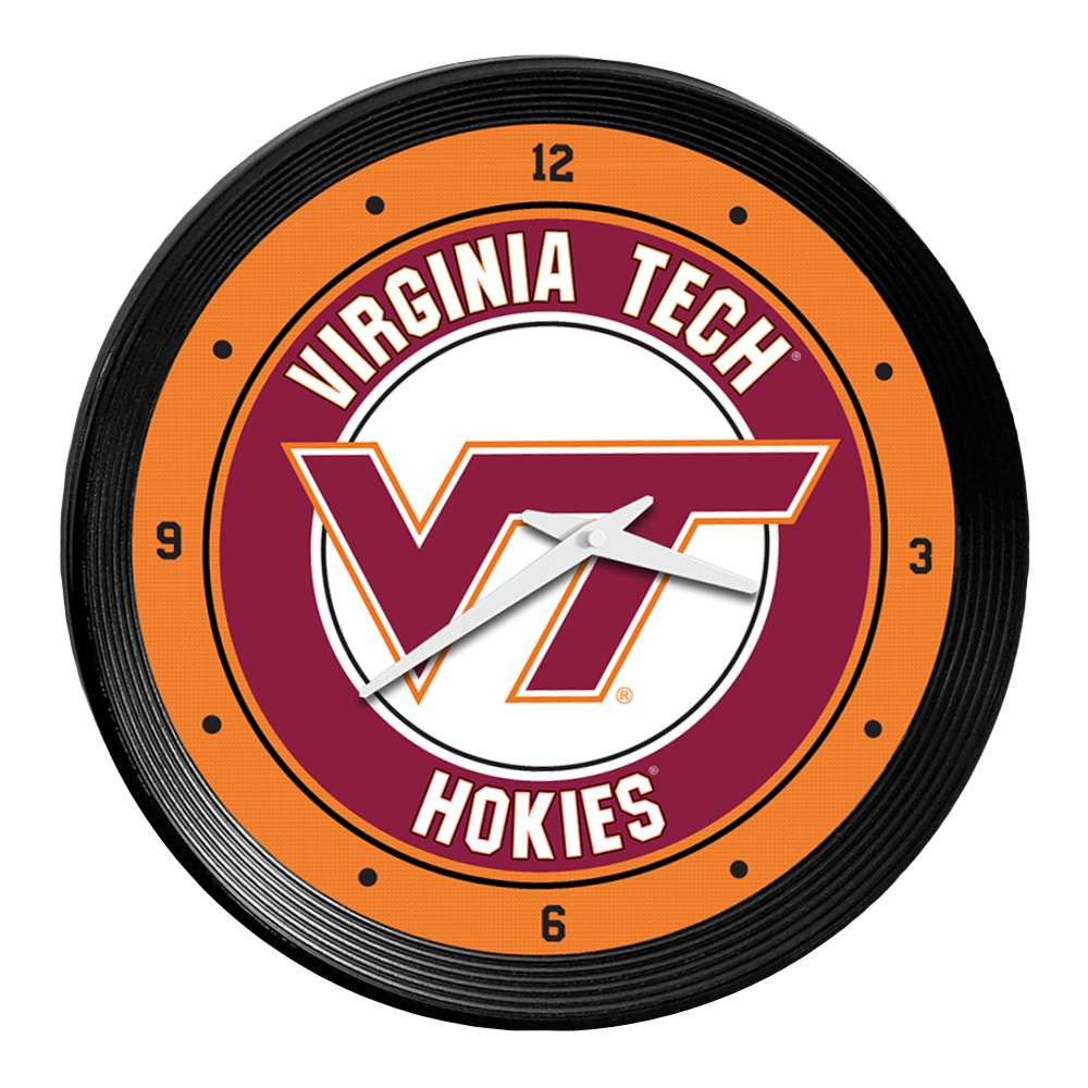 Virginia Tech Hokies Ribbed Frame Wall Clock | The Fan-Brand | NCVTCH-530-01