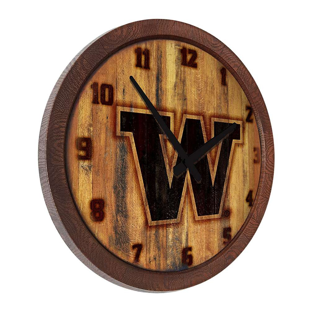 Washington Huskies Branded Faux Barrel Top Wall Clock