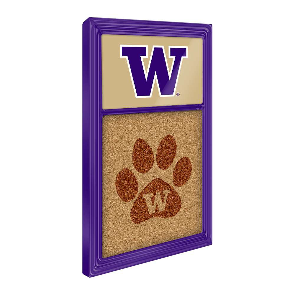 Washington Huskies Dual Logo - Cork Note Board - Gold / Purple Frame