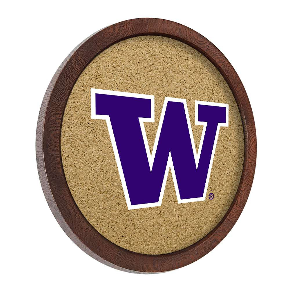 Washington Huskies Faux Barrel Framed Cork Board - Color Logo