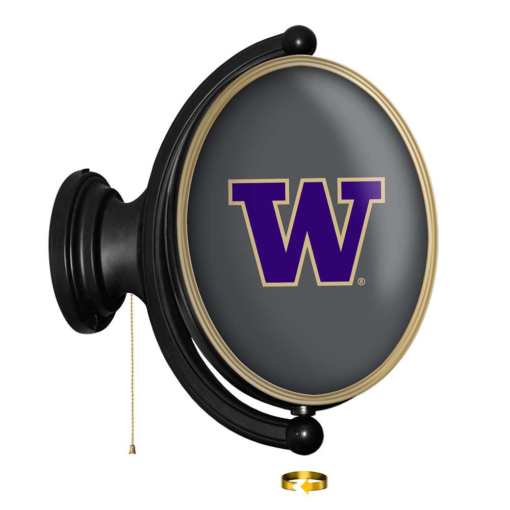 Washington Huskies Original Oval Rotating Lighted Wall Sign - Gray | The Fan-Brand | NCWASH-125-01D