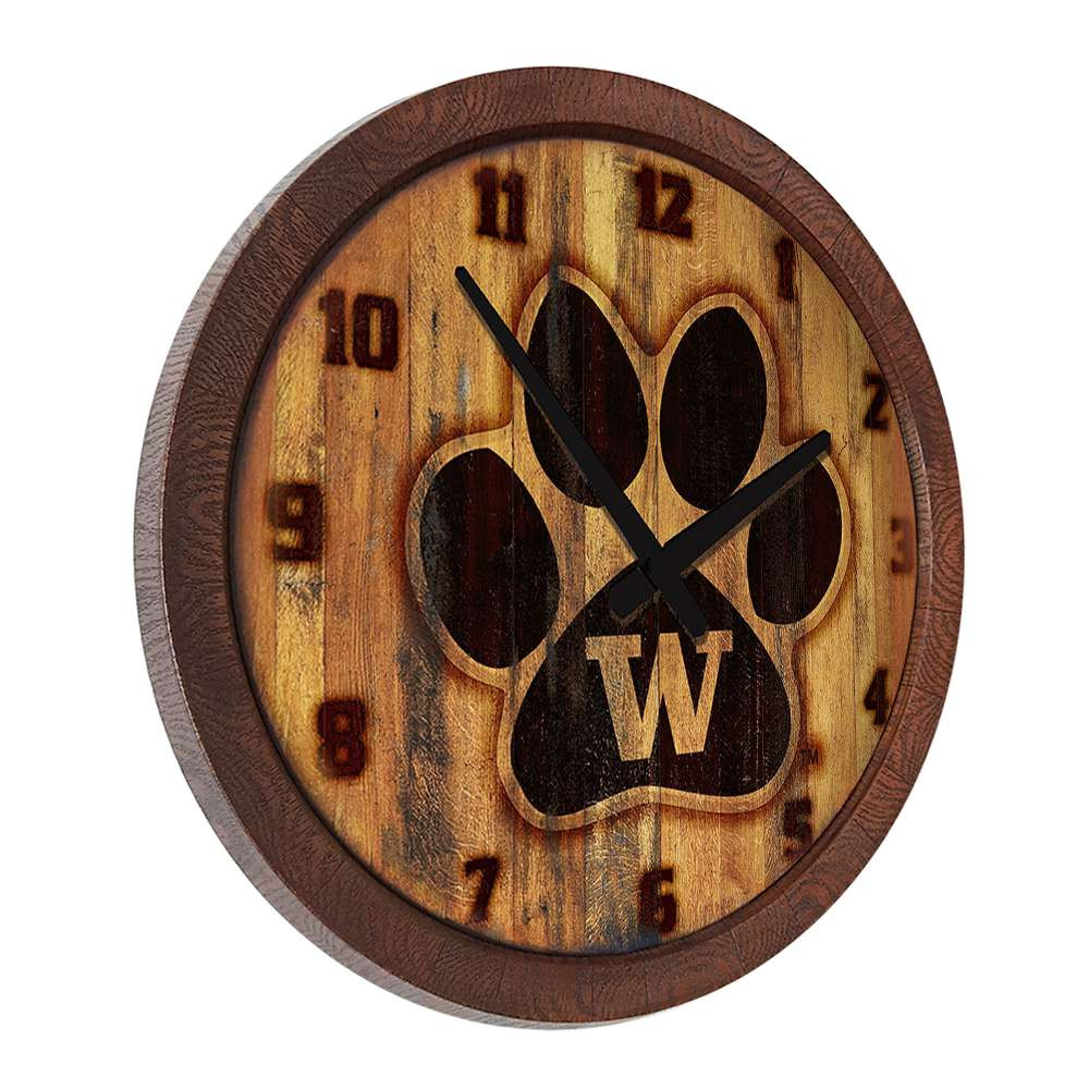 Washington Huskies Paw - Branded Faux Barrel Top Wall Clock