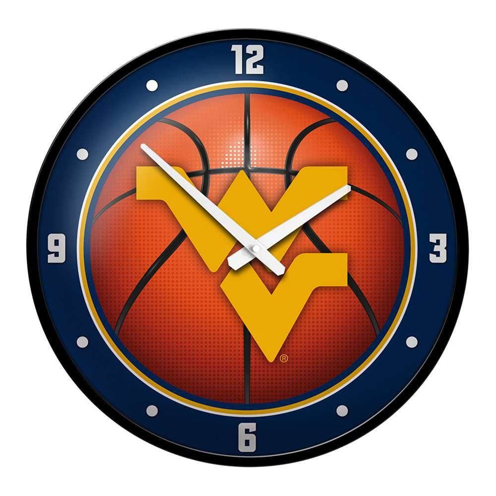 West Virginia Mountaineers Basketball - Modern Disc Wall Clock | The Fan-Brand | NCWVIR-510-11