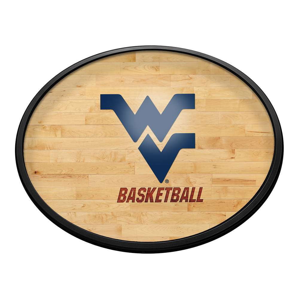 West Virginia Mountaineers Basketball - Oval Slimline Lighted Wall Sign | The Fan-Brand | NCWVIR-140-12