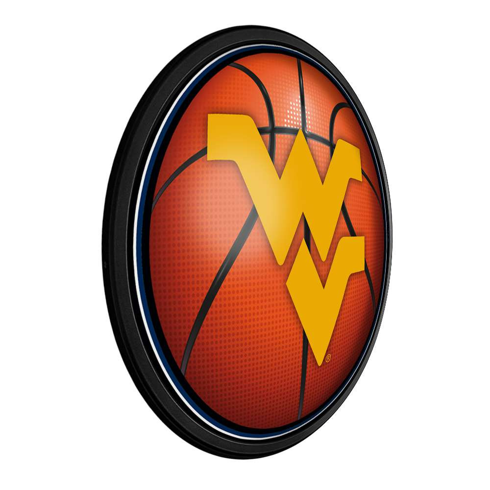 West Virginia Mountaineers Basketball - Round Slimline Lighted Wall Sign