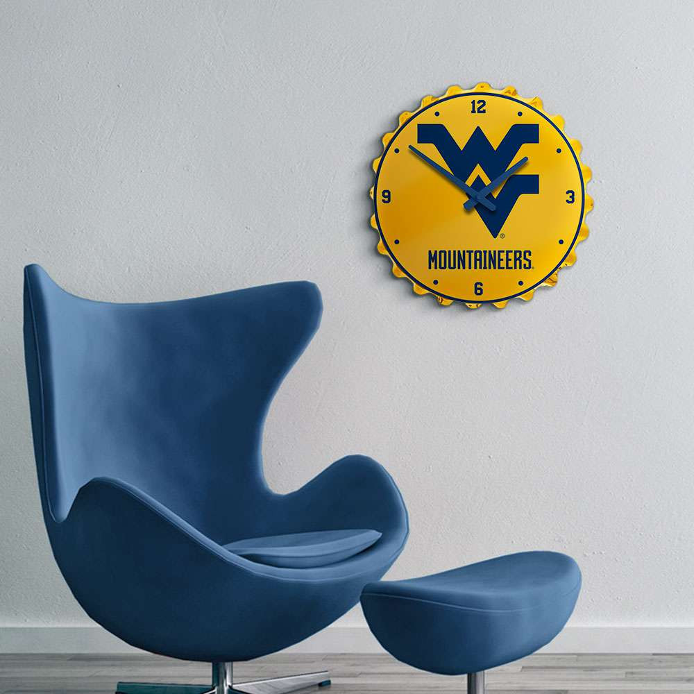 West Virginia Mountaineers Bottle Cap Wall Clock