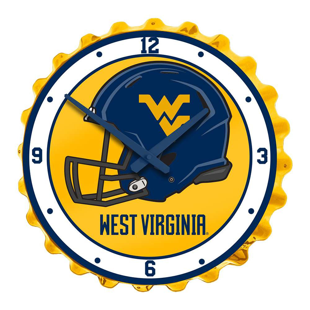 West Virginia Mountaineers Helmet - Bottle Cap Wall Clock | The Fan-Brand | NCWVIR-540-03