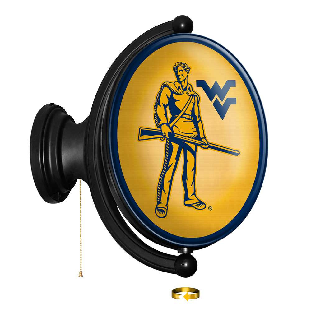 West Virginia Mountaineers Mountaineer - Original Oval Rotating Lighted Wall Sign - Gold | The Fan-Brand | NCWVIR-125-03A