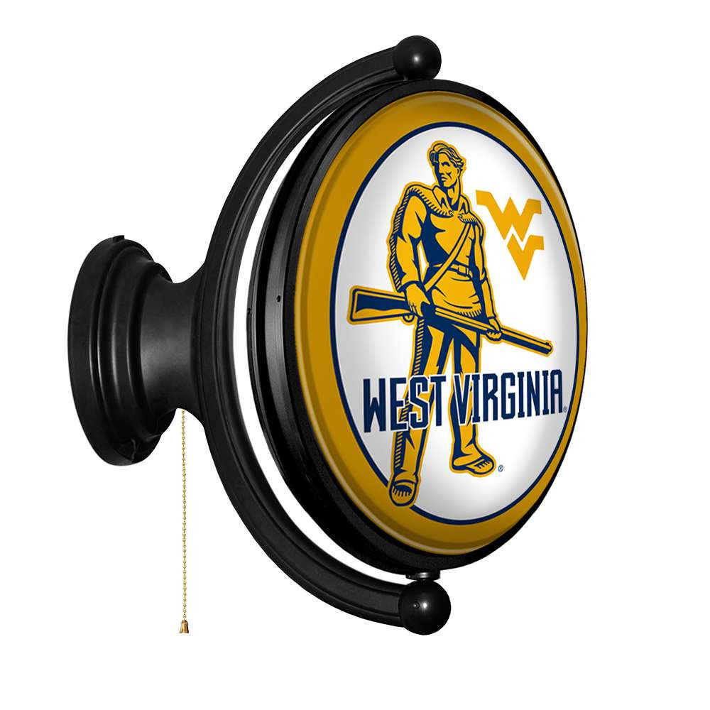 West Virginia Mountaineers Mountaineer - Original Oval Rotating Lighted Wall Sign - White