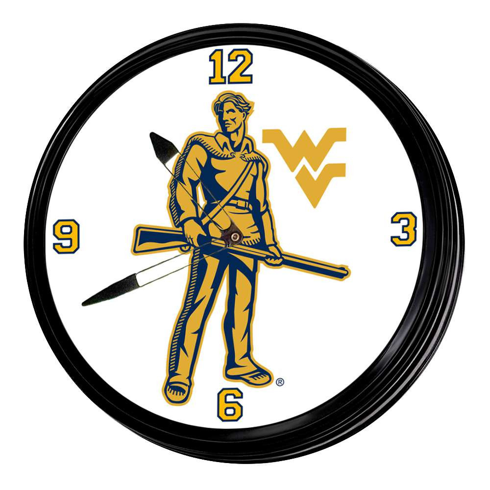 West Virginia Mountaineers Mountaineer - Retro Lighted Wall Clock | The Fan-Brand | NCWVIR-550-02