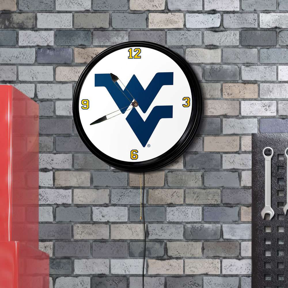 West Virginia Mountaineers Retro Lighted Wall Clock