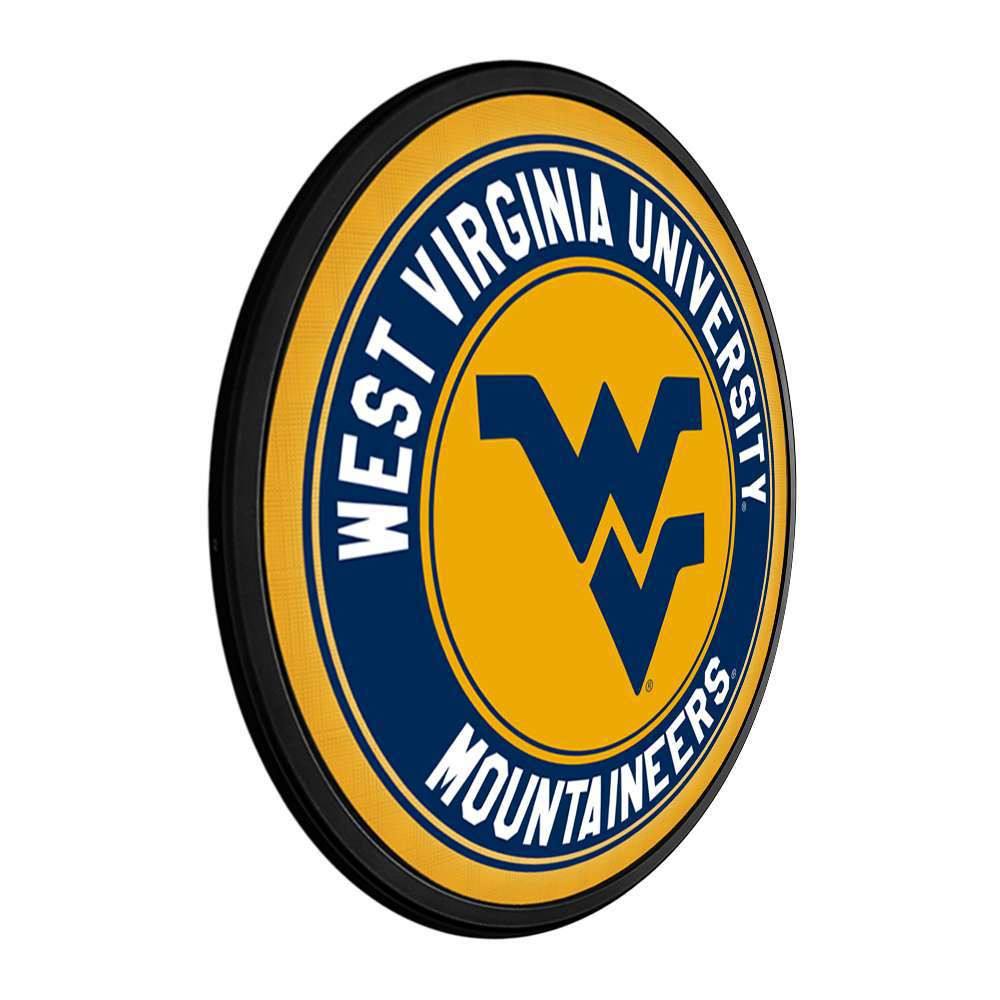 West Virginia Mountaineers Round Slimline Lighted Wall Sign - Gold