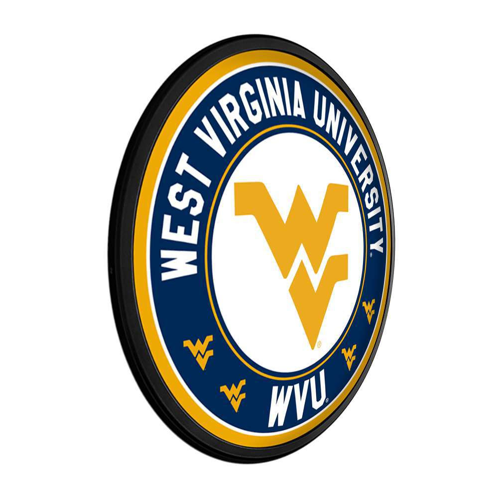 West Virginia Mountaineers Round Slimline Lighted Wall Sign - White