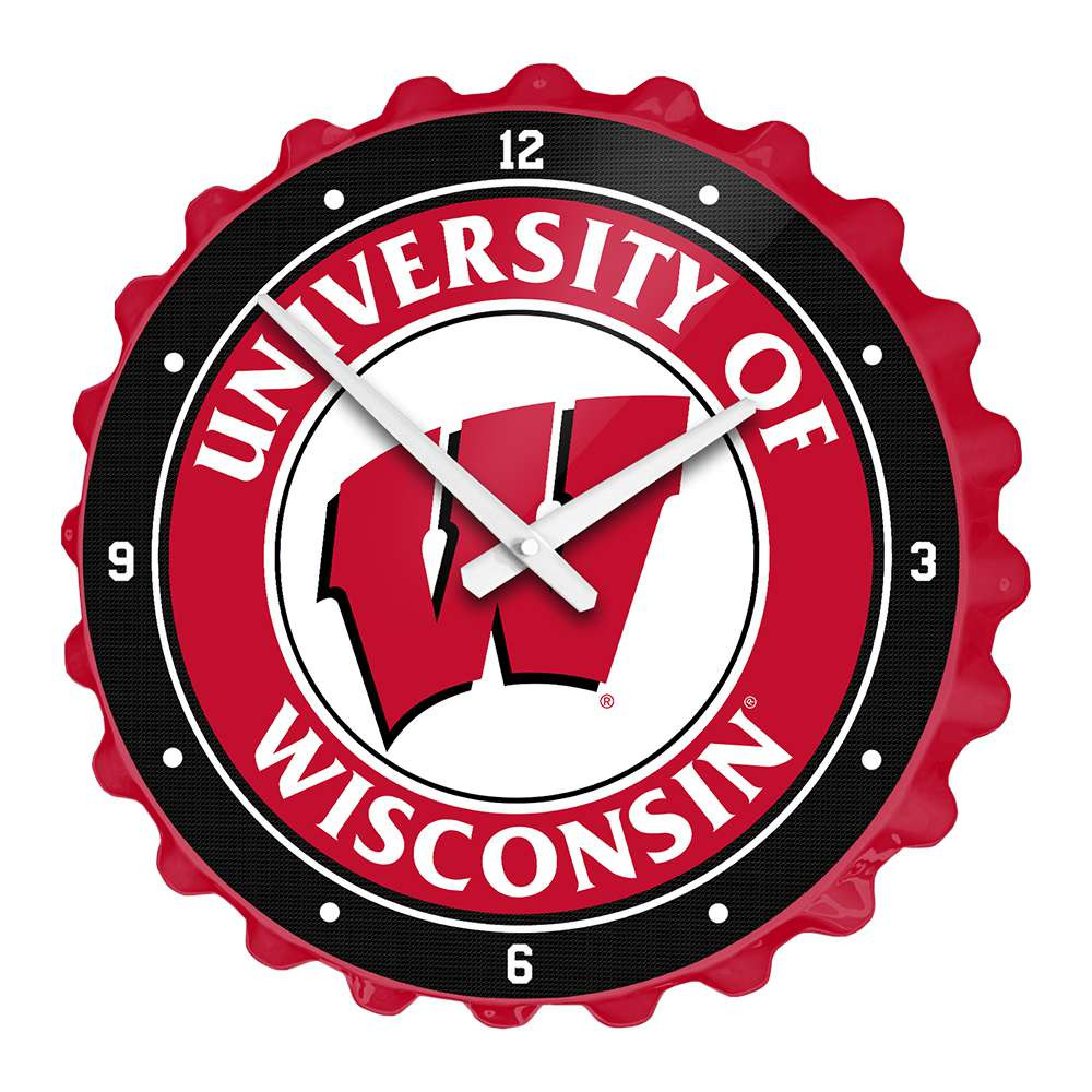 Wisconsin Badgers Bottle Cap Wall Clock | The Fan-Brand | NCWISB-540-01