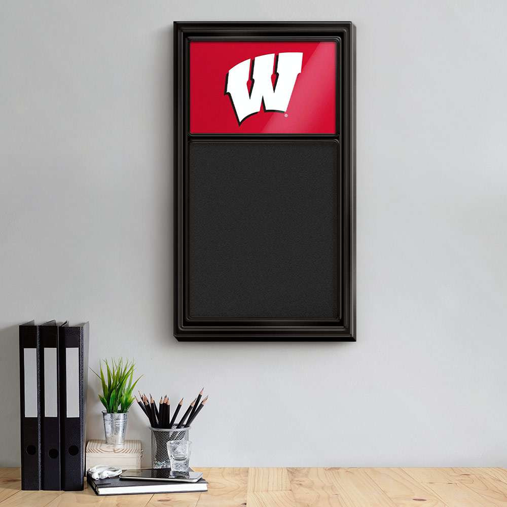 Wisconsin Badgers Cork Note Board - Black Frame / Red