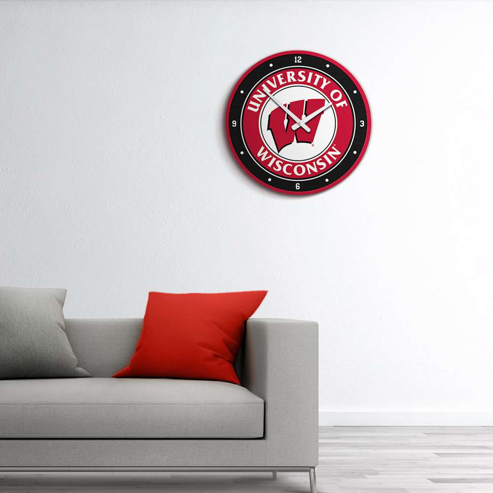 Wisconsin Badgers Modern Disc Wall Clock