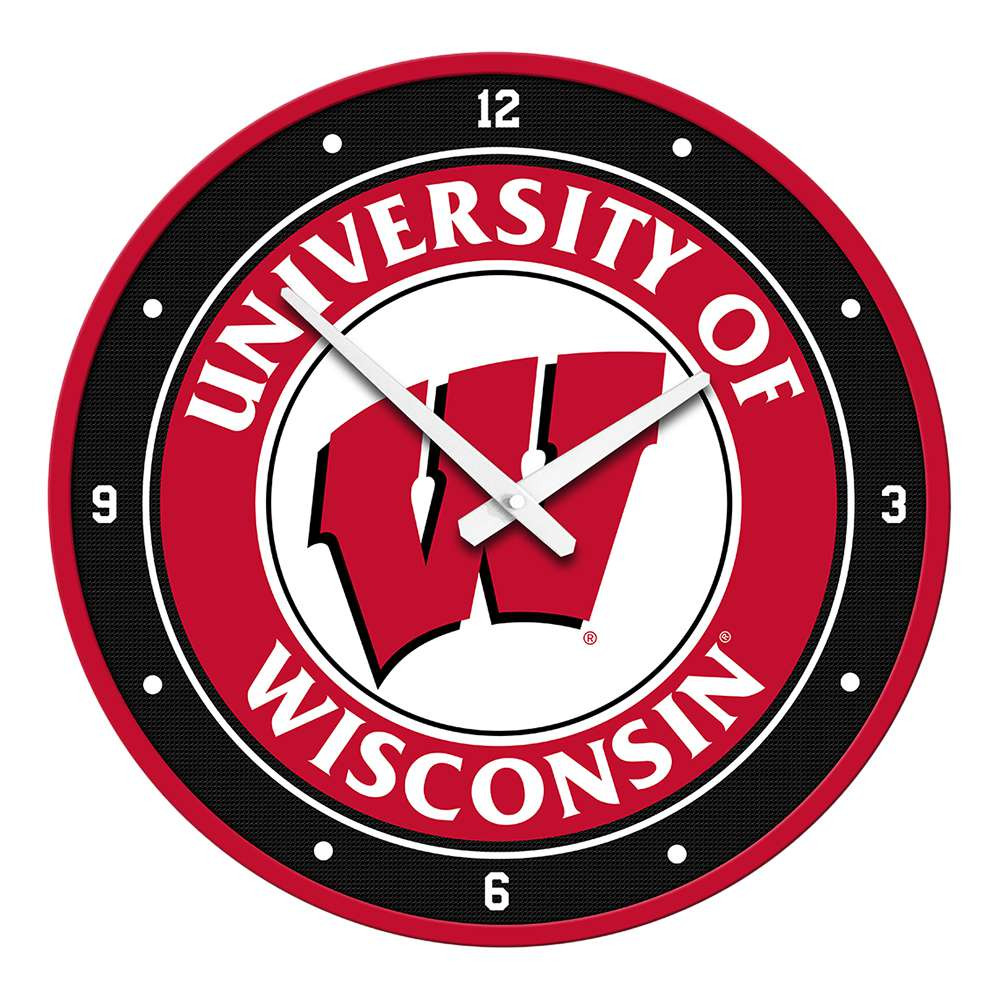 Wisconsin Badgers Modern Disc Wall Clock | The Fan-Brand | NCWISB-510-01